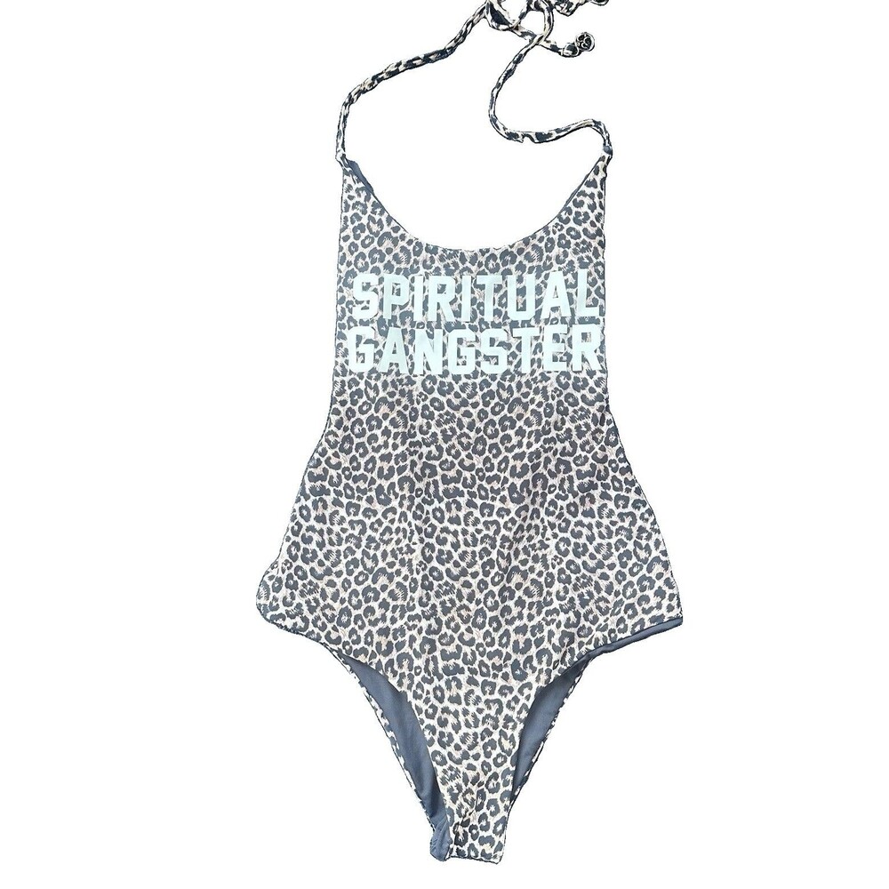 Spiritual Gangster Women’s XS Leopard One Piece Swimsuit Halter Graphic